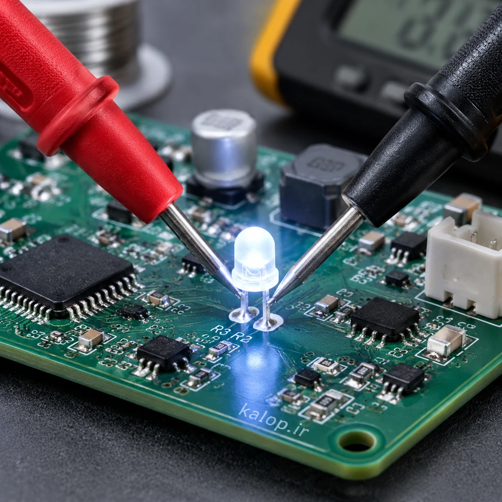 آموزش تست LED با مولتی‌متر؛ قطب مثبت و منفی را پیدا کنید